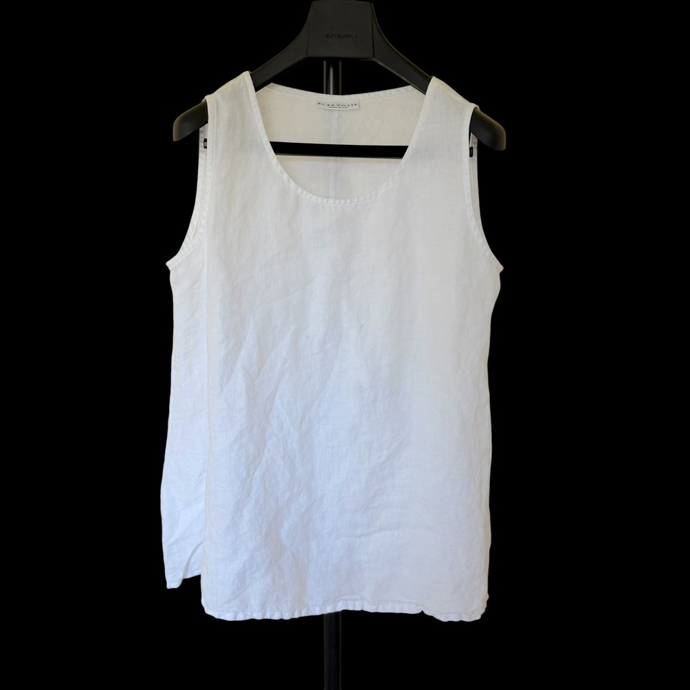 Bryn Walker White 100% Linen Scoop Neck Sleeveless Tank Top Blouse Size M